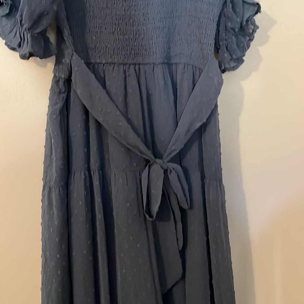Large blue peasant style dress